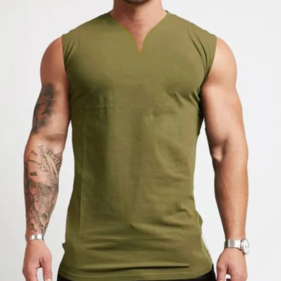 Online OUKU Men's Tank Top Vest Top Undershirt Sleeveless V Neck Summer Plain Fashion Muscle Workout Vacation Sport Daily Black White Wine Top Tee for Men