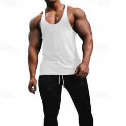 OUKU Men's Tank Top Vest Top Undershirt Sleeveless Shirt Sleeveless Crew Neck Spring & Summer Plain Fashion Designer Basic Vacation Street Going out Black White Red Top Tee for Men