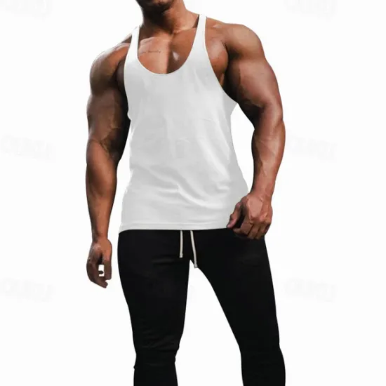 OUKU Men's Tank Top Vest Top Undershirt Sleeveless Shirt Sleeveless Crew Neck Spring & Summer Plain Fashion Designer Basic Vacation Street Going out Black White Red Top Tee for Men
