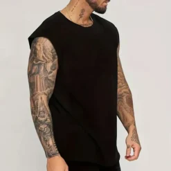 Online OUKU Men's Tank Top Vest Top Undershirt Sleeveless Shirt Sleeveless Crew Neck Summer Plain Fashion Designer Basic Classic Vacation Street Going out Black White Pink Top Tee for Men