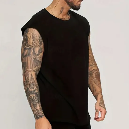 Online OUKU Men's Tank Top Vest Top Undershirt Sleeveless Shirt Sleeveless Crew Neck Summer Plain Fashion Designer Basic Classic Vacation Street Going out Black White Pink Top Tee for Men