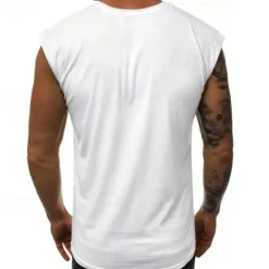 Online OUKU Men's Tank Top Vest Top Undershirt Sleeveless Shirt Sleeveless Crew Neck Summer Plain Fashion Designer Basic Classic Vacation Street Going out Black White Pink Top Tee for Men