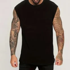 Online OUKU Men's Tank Top Vest Top Undershirt Sleeveless Shirt Sleeveless Crew Neck Summer Plain Fashion Designer Basic Classic Vacation Street Going out Black White Pink Top Tee for Men