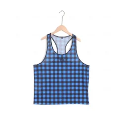 Outlet OUKU Men's Tank Top Vest Top Undershirt Sleeveless Shirt Sleeveless Crew Neck Summer Graphic Plaid Sports Fashion Comfortable Print Street Casual Daily Wine Blue Green Top Tee for Men