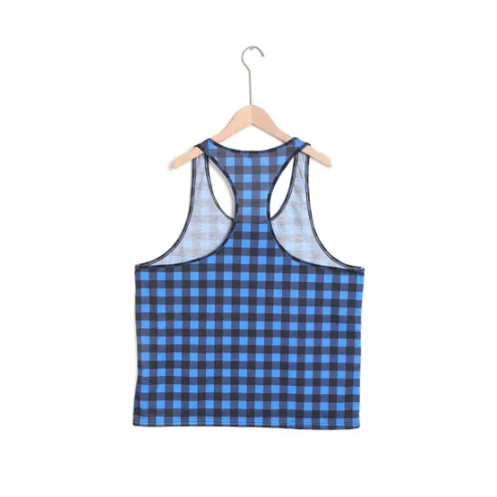 Outlet OUKU Men's Tank Top Vest Top Undershirt Sleeveless Shirt Sleeveless Crew Neck Summer Graphic Plaid Sports Fashion Comfortable Print Street Casual Daily Wine Blue Green Top Tee for Men