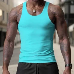 Discount OUKU Men's Tank Top Vest Top Undershirt Sleeveless Shirt Sleeveless Crew Neck Spring & Summer Plain Fashion Designer Basic Vacation Street Going out Black White Wine Top Tee for Men