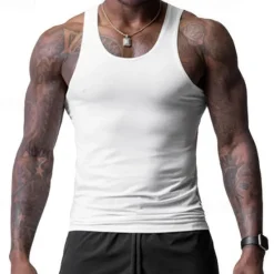 Discount OUKU Men's Tank Top Vest Top Undershirt Sleeveless Shirt Sleeveless Crew Neck Spring & Summer Plain Fashion Designer Basic Vacation Street Going out Black White Wine Top Tee for Men