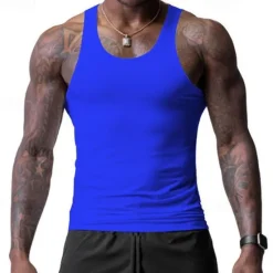 Discount OUKU Men's Tank Top Vest Top Undershirt Sleeveless Shirt Sleeveless Crew Neck Spring & Summer Plain Fashion Designer Basic Vacation Street Going out Black White Wine Top Tee for Men