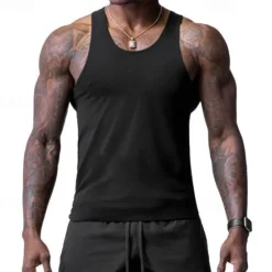 Discount OUKU Men's Tank Top Vest Top Undershirt Sleeveless Shirt Sleeveless Crew Neck Spring & Summer Plain Fashion Designer Basic Vacation Street Going out Black White Wine Top Tee for Men