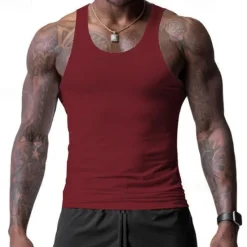 Discount OUKU Men's Tank Top Vest Top Undershirt Sleeveless Shirt Sleeveless Crew Neck Spring & Summer Plain Fashion Designer Basic Vacation Street Going out Black White Wine Top Tee for Men