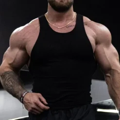 New OUKU Men's Tank Top Vest Top Undershirt Sleeveless Shirt Sleeveless Crew Neck Summer Plain Fashion Designer Basic Quick Dry Vacation Street Going out Light Yellow Black White Top Tee for Men