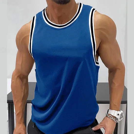 Hot OUKU Men's Tank Top Vest Top Undershirt Sleeveless Shirt Sleeveless Crew Neck Summer Color Block Fashion Designer Muscle Outdoor Going out Gym Wine Blue Green Top Tee for Men