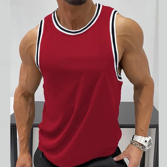 Hot OUKU Men's Tank Top Vest Top Undershirt Sleeveless Shirt Sleeveless Crew Neck Summer Color Block Fashion Designer Muscle Outdoor Going out Gym Wine Blue Green Top Tee for Men