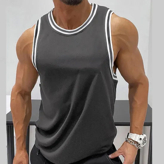 Hot OUKU Men's Tank Top Vest Top Undershirt Sleeveless Shirt Sleeveless Crew Neck Summer Color Block Fashion Designer Muscle Outdoor Going out Gym Wine Blue Green Top Tee for Men