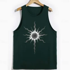 Sale OUKU Men's Tank Top Vest Top Undershirt Short Sleeve Crew Neck Spring & Summer Graphic Coconut Tree Fashion Hawaiian Casual Print Street Daily Beach Top Tee for Men White
