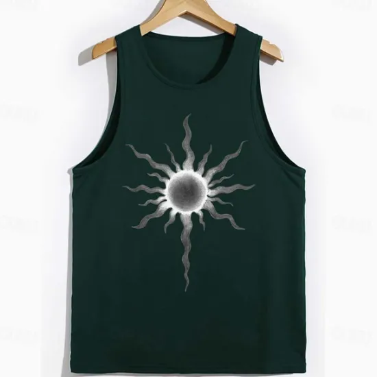 Sale OUKU Men's Tank Top Vest Top Undershirt Short Sleeve Crew Neck Spring & Summer Graphic Coconut Tree Fashion Hawaiian Casual Print Street Daily Beach Top Tee for Men White