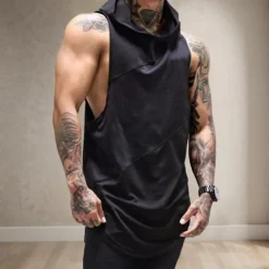 Sale OUKU Men's Tank Top Vest Top Undershirt Sleeveless Shirt Sleeveless Hooded Summer Plain Sports Fashion Lightweight Vacation Casual Holiday Black White Army Green Top Tee for Men