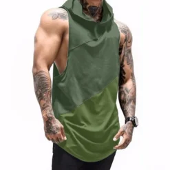 Sale OUKU Men's Tank Top Vest Top Undershirt Sleeveless Shirt Sleeveless Hooded Summer Plain Sports Fashion Lightweight Vacation Casual Holiday Black White Army Green Top Tee for Men