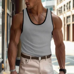 Clearance OUKU Men's Tank Top Vest Top Undershirt Sleeveless Shirt Sleeveless Crew Neck Summer Plain Pit Strip Fashion Designer Muscle Outdoor Going out Gym Black White Pink Top Tee for Men