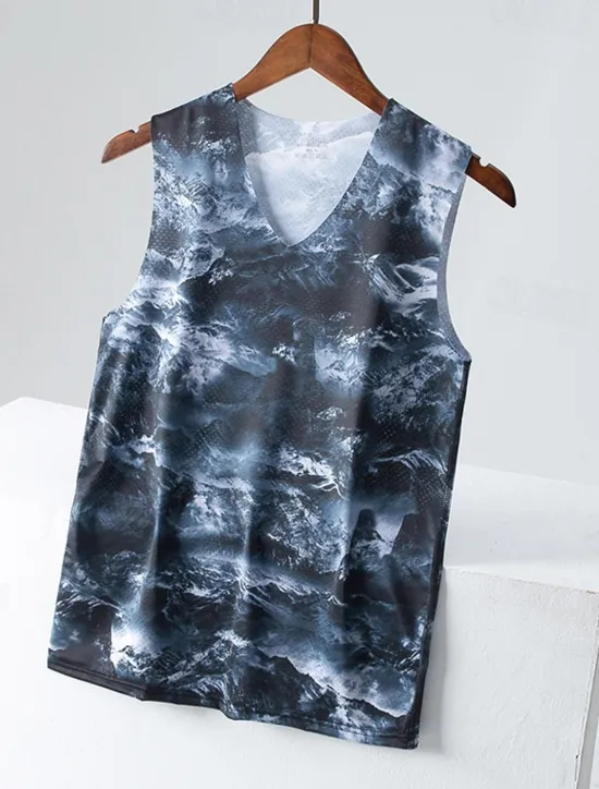 Sale OUKU Men's Tank Top Vest Top Undershirt Sleeveless V Neck Summer Color Block Fashion Designer Basic Vacation Street Going out Yellow Purple Dark Blue Top Tee for Men
