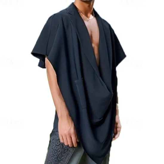 Best OUKU Men's Tank Top Vest Top Undershirt Sleeveless Shirt Sleeveless Lapel Spring & Summer Plain Fashion Designer Basic Front Pocket Vacation Street Going out Black Khaki Dark Blue Top Tee for Men