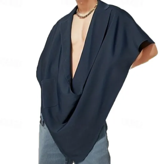 Best OUKU Men's Tank Top Vest Top Undershirt Sleeveless Shirt Sleeveless Lapel Spring & Summer Plain Fashion Designer Basic Front Pocket Vacation Street Going out Black Khaki Dark Blue Top Tee for Men