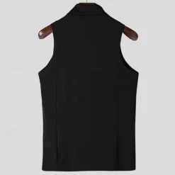Sale OUKU Men's Tank Top Vest Top Undershirt Sleeveless Shirt Sleeveless Turtleneck Spring & Summer Plain Pit Strip Fashion Designer Basic Vacation Street Going out Light Pink Black White Top Tee for Men