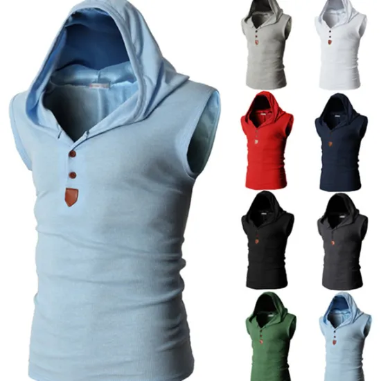 Sale OUKU Men's Tank Top Vest Top Undershirt Sleeveless Shirt Sleeveless Hooded Summer Plain Fashion Designer Muscle Buttons Outdoor Going out Gym Black White Red Top Tee for Men
