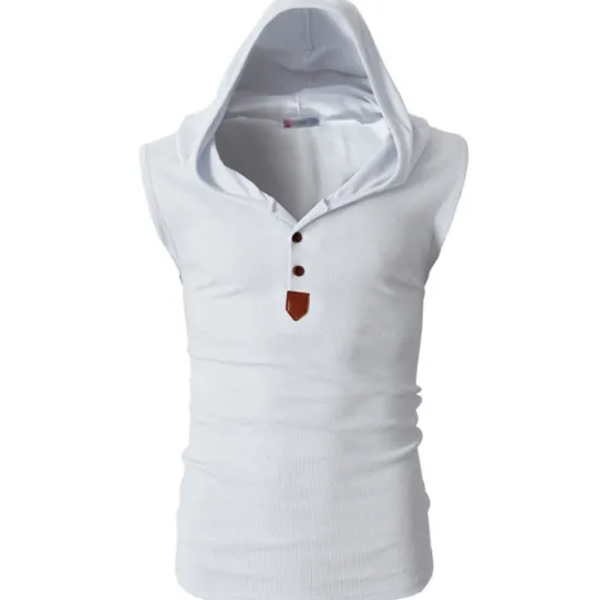 Sale OUKU Men's Tank Top Vest Top Undershirt Sleeveless Shirt Sleeveless Hooded Summer Plain Fashion Designer Muscle Buttons Outdoor Going out Gym Black White Red Top Tee for Men