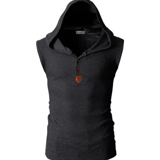 Sale OUKU Men's Tank Top Vest Top Undershirt Sleeveless Shirt Sleeveless Hooded Summer Plain Fashion Designer Muscle Buttons Outdoor Going out Gym Black White Red Top Tee for Men