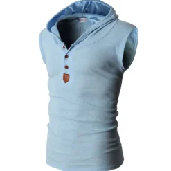 Sale OUKU Men's Tank Top Vest Top Undershirt Sleeveless Shirt Sleeveless Hooded Summer Plain Fashion Designer Muscle Buttons Outdoor Going out Gym Black White Red Top Tee for Men