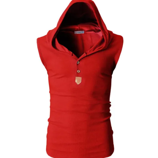 Sale OUKU Men's Tank Top Vest Top Undershirt Sleeveless Shirt Sleeveless Hooded Summer Plain Fashion Designer Muscle Buttons Outdoor Going out Gym Black White Red Top Tee for Men