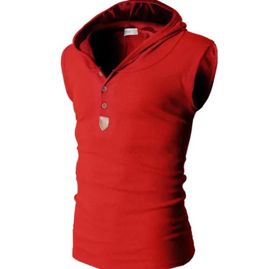 Sale OUKU Men's Tank Top Vest Top Undershirt Sleeveless Shirt Sleeveless Hooded Summer Plain Fashion Designer Muscle Buttons Outdoor Going out Gym Black White Red Top Tee for Men