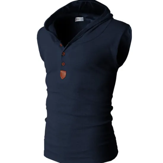 Sale OUKU Men's Tank Top Vest Top Undershirt Sleeveless Shirt Sleeveless Hooded Summer Plain Fashion Designer Muscle Buttons Outdoor Going out Gym Black White Red Top Tee for Men