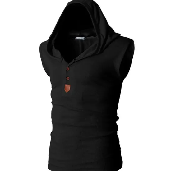 Sale OUKU Men's Tank Top Vest Top Undershirt Sleeveless Shirt Sleeveless Hooded Summer Plain Fashion Designer Muscle Buttons Outdoor Going out Gym Black White Red Top Tee for Men