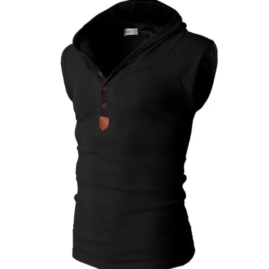 Sale OUKU Men's Tank Top Vest Top Undershirt Sleeveless Shirt Sleeveless Hooded Summer Plain Fashion Designer Muscle Buttons Outdoor Going out Gym Black White Red Top Tee for Men