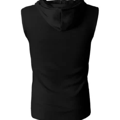Sale OUKU Men's Tank Top Vest Top Undershirt Sleeveless Shirt Sleeveless Hooded Summer Plain Fashion Designer Muscle Buttons Outdoor Going out Gym Black White Red Top Tee for Men