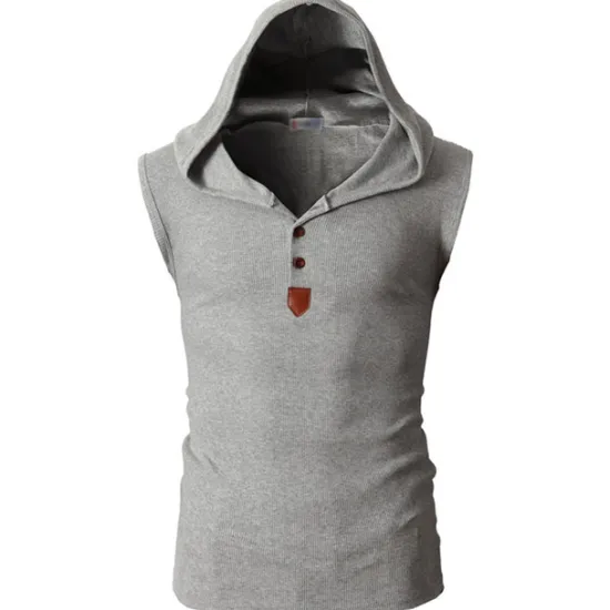 Sale OUKU Men's Tank Top Vest Top Undershirt Sleeveless Shirt Sleeveless Hooded Summer Plain Fashion Designer Muscle Buttons Outdoor Going out Gym Black White Red Top Tee for Men