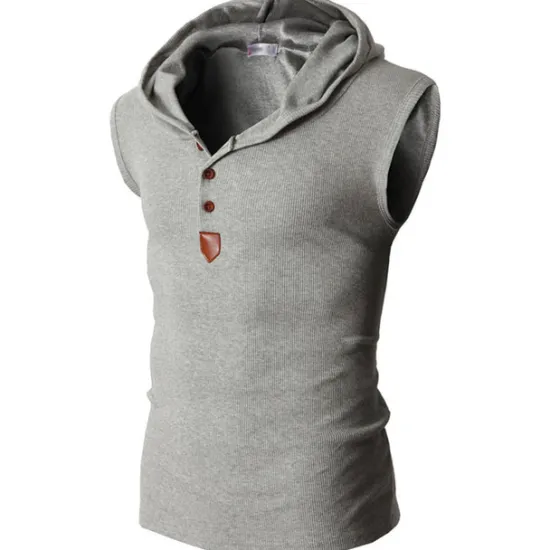 Sale OUKU Men's Tank Top Vest Top Undershirt Sleeveless Shirt Sleeveless Hooded Summer Plain Fashion Designer Muscle Buttons Outdoor Going out Gym Black White Red Top Tee for Men
