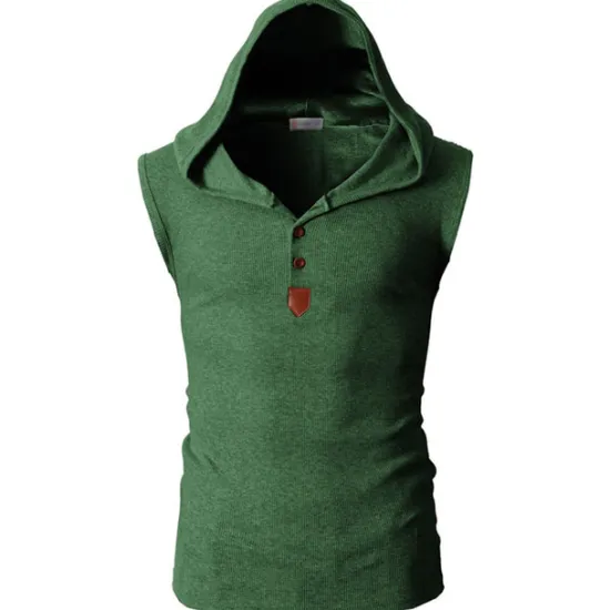 Sale OUKU Men's Tank Top Vest Top Undershirt Sleeveless Shirt Sleeveless Hooded Summer Plain Fashion Designer Muscle Buttons Outdoor Going out Gym Black White Red Top Tee for Men