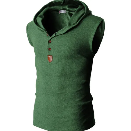 Sale OUKU Men's Tank Top Vest Top Undershirt Sleeveless Shirt Sleeveless Hooded Summer Plain Fashion Designer Muscle Buttons Outdoor Going out Gym Black White Red Top Tee for Men