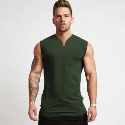 Hot OUKU Men's Tank Top Vest Top Undershirt Sleeveless Shirt Sleeveless V Neck Summer Plain Sports Fashion Lightweight Vacation Casual Holiday Black White Army Green Top Tee for Men