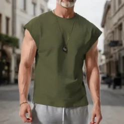 New OUKU Men's Tank Top Vest Top Undershirt Sleeveless Shirt Sleeveless Crew Neck Spring & Summer Plain Fashion Designer Basic Vacation Street Going out White Wine Dark Navy Top Tee for Men