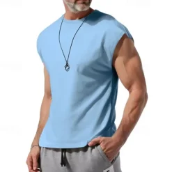 New OUKU Men's Tank Top Vest Top Undershirt Sleeveless Shirt Sleeveless Crew Neck Spring & Summer Plain Fashion Designer Basic Vacation Street Going out White Wine Dark Navy Top Tee for Men