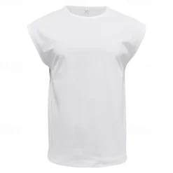 New OUKU Men's Tank Top Vest Top Undershirt Sleeveless Shirt Sleeveless Crew Neck Spring & Summer Plain Fashion Designer Basic Vacation Street Going out White Wine Dark Navy Top Tee for Men