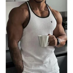 Online OUKU Men's Tank Top Vest Top Undershirt Sleeveless Shirt Sleeveless Crew Neck Summer Color Block Pit Strip Fashion Designer Basic Quick Dry Vacation Street Going out Black White Wine Top Tee for Men