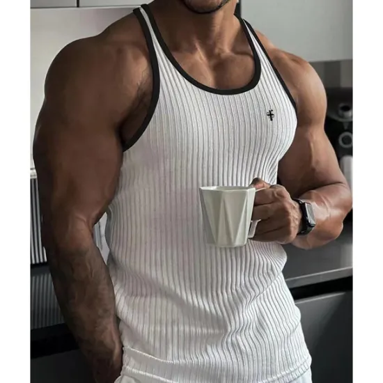 Online OUKU Men's Tank Top Vest Top Undershirt Sleeveless Shirt Sleeveless Crew Neck Summer Color Block Pit Strip Fashion Designer Basic Quick Dry Vacation Street Going out Black White Wine Top Tee for Men