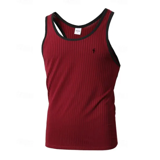 Online OUKU Men's Tank Top Vest Top Undershirt Sleeveless Shirt Sleeveless Crew Neck Summer Color Block Pit Strip Fashion Designer Basic Quick Dry Vacation Street Going out Black White Wine Top Tee for Men