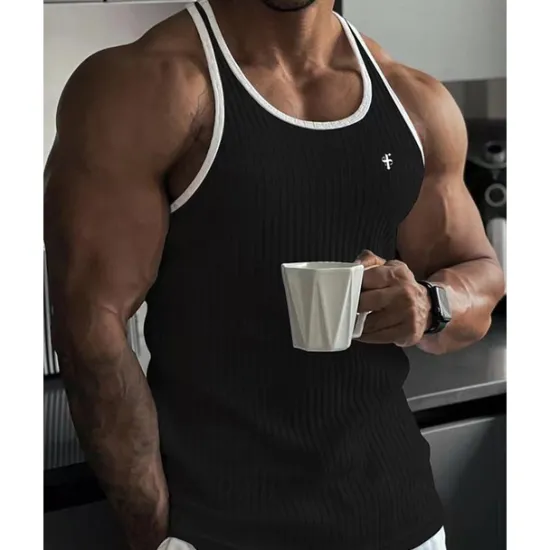 Online OUKU Men's Tank Top Vest Top Undershirt Sleeveless Shirt Sleeveless Crew Neck Summer Color Block Pit Strip Fashion Designer Basic Quick Dry Vacation Street Going out Black White Wine Top Tee for Men