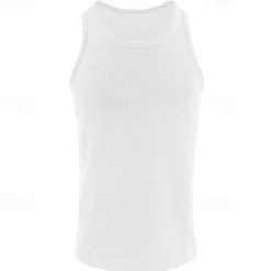 Discount OUKU Men's Tank Top Vest Top Undershirt Sleeveless Shirt Sleeveless Crew Neck Summer Plain Fashion Designer Basic Classic Vacation Street Going out Black White Wine Top Tee for Men